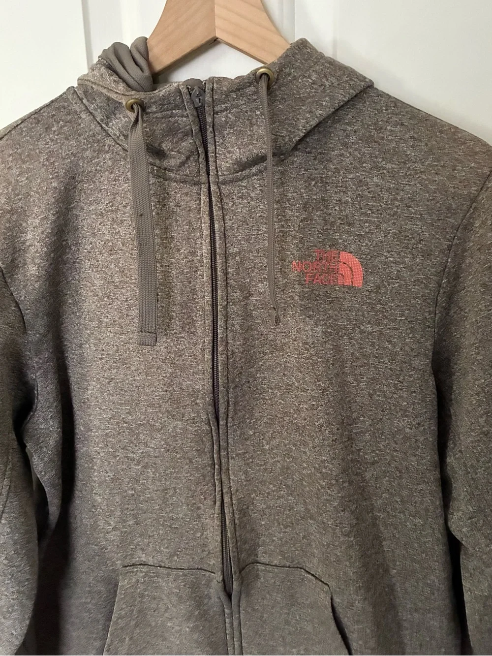 The North Face Heathered Light Brown Zip-Up Hoodie